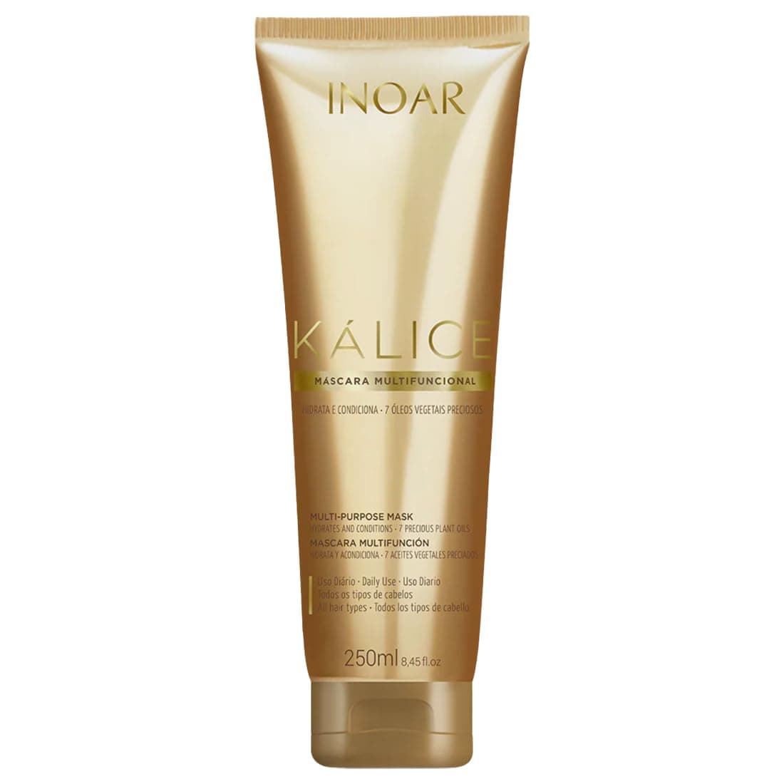 INOAR – Kalice Mask, Moisturizing Hair Mask, 7 Essential Oils, Vitamin E, Argan Oil, Moisturizing, Nourishing, Vegan Hair Product, Cruelty Free Haircare for Men and Women (8.4 oz.)