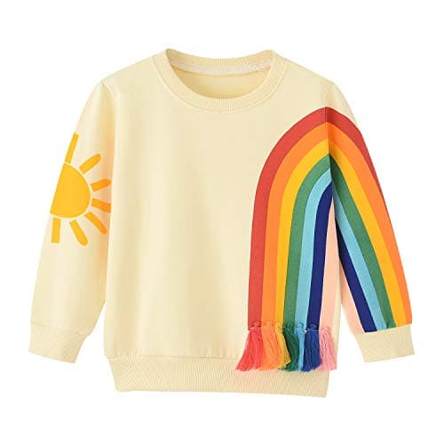 BINIDUCKLING Baby Crew Neck Rainbow Sweatshirt Girls 18 Months