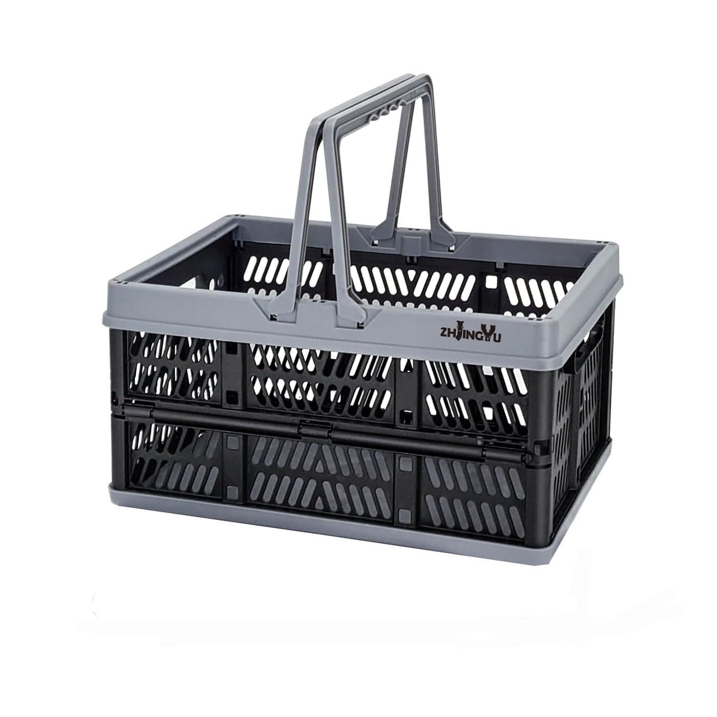 ZHJINGYU crates for storageplastic baskets for organizingcollapsible shopping basketfoldable crate with Handlescollapsible storage cratecar basketfor KitchenBathroomMedicine Black S