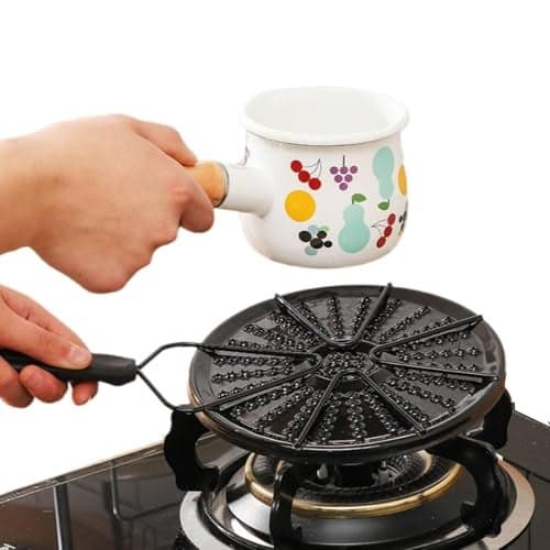 Jolfay Heat Diffuser for Gas Stove, Induction Hot Plate with Handle Gas Furnace Thermal Diffuser Solid Stainless Steel Plate(Black)