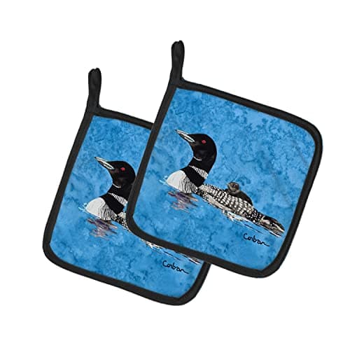 Caroline's Treasures 8718PTHD Momma and Baby Loon Pair of Pot Holders Kitchen Heat Resistant Pot Holders Sets Oven Hot Pads for Cooking Baking BBQ, 7 1/2 x 7 1/2