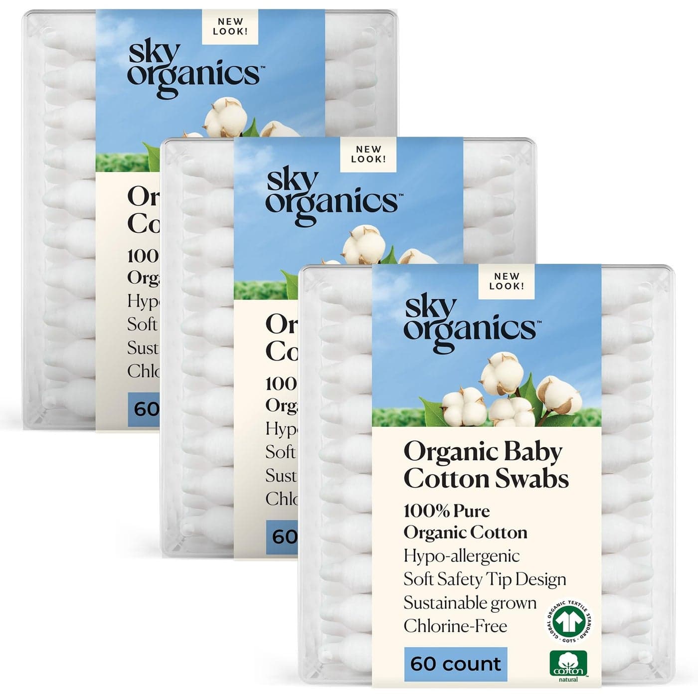 Sky Organics Organic Baby Cotton Swabs 180 ct Ultra Soft Baby Safe Tips Strong Durable Hypoallergenic Chlorine Free Natural Vegan Cruelty Free Skin Care Baby Care
