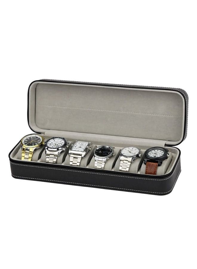 unisex 6-Slot PU Leather Watch Box