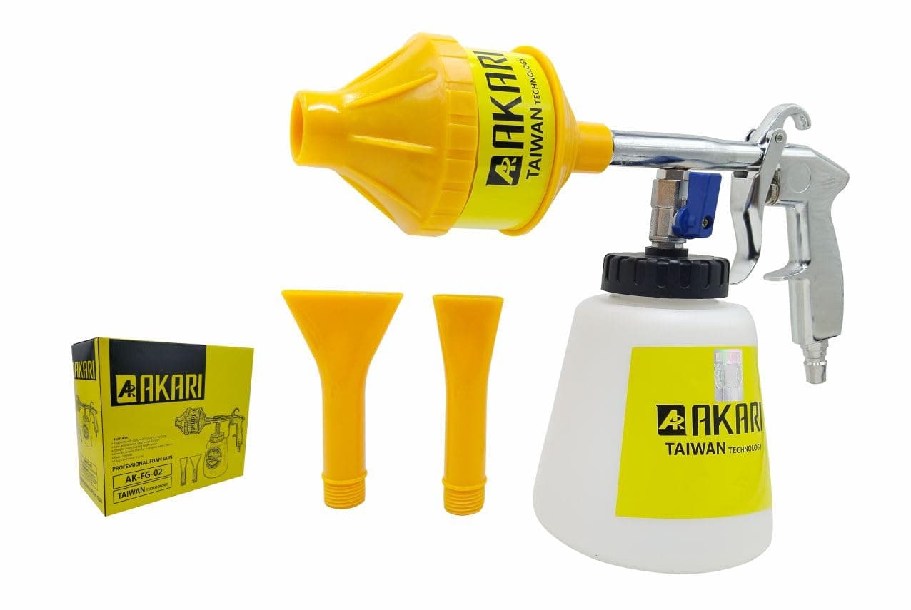 AKARI Foam Gun,Shampoo Foam Spray Gun for Washing and Cleaning Air Assisted Sprayer Air Foam Gun (1 Foam Gun, 1, Extension, 1 Container) (Plastic, Easy Grip, Adjusted), (AK-FG-02)