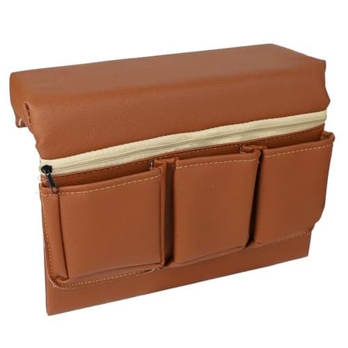 wuyaoyao Car Window Armrest Storage Box Leather Automotive Door Side Storage Bag Elbow Rest Pad Multifunctional Vehicle Door Arm Rest Pad with Pockets Universal Interior Car Accessories Brown
