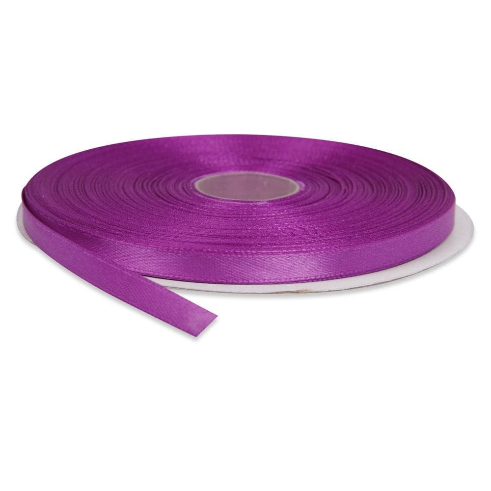 DIY Crafts Polyester Ribbon for Floral Arrangement, Bouquet, and Big DIY Artwork Projects | No Fading Woven Ribbon 1/4 Inches x 50 Yards Double Face Solid Satin Ribbon Roll, Purple