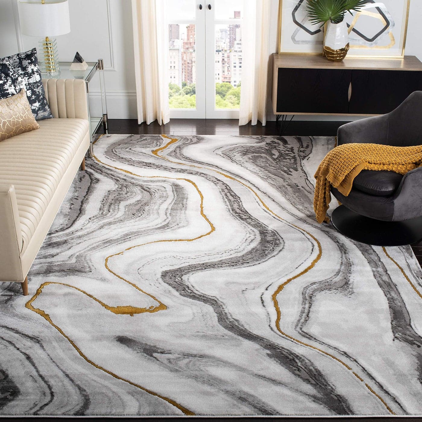 SAFAVIEH Craft Collection Area Rug 8 x 10 Grey Gold Modern Abstract Design NonShedding Easy Care Ideal for High Traffic Areas in Living Room Bedroom CFT819F