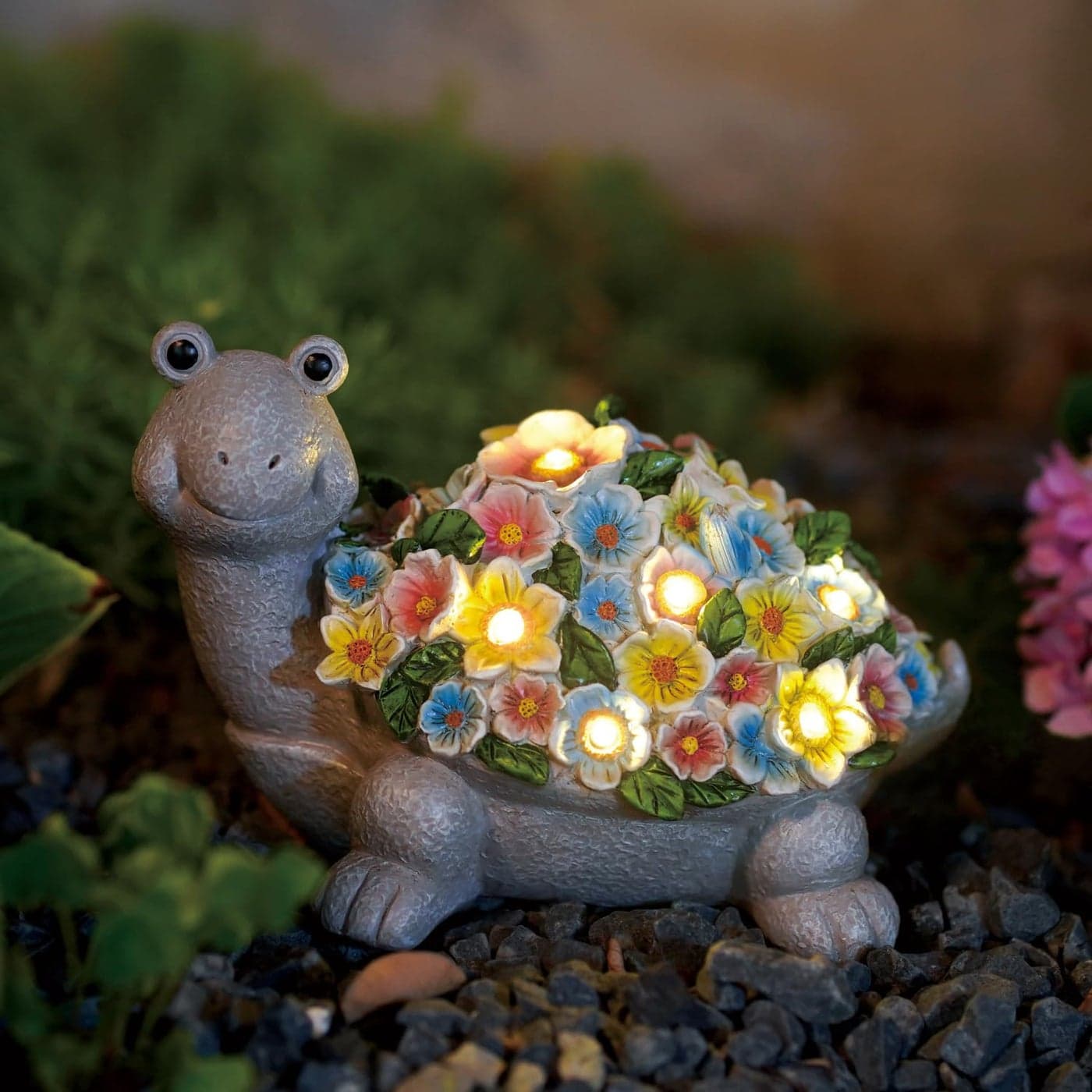 Nacome Solar Turtle Garden Decor with Flowers Outdoor Clearance Statues Lights for Outside Lawn Ornaments Porch Patio Balcony Yard Birthday Gifts for Mom Grandma Women
