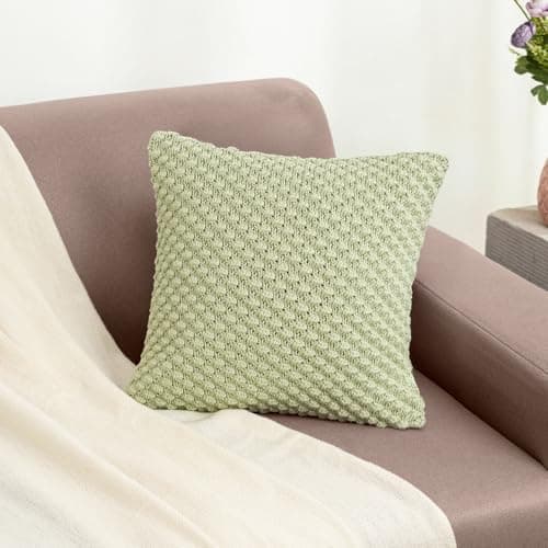 haus & kinder Decorative Embroidered Cushion Cover | Knitted Decorative Cushion Covers for Sofa, Living Room | 100% Cotton 210TC