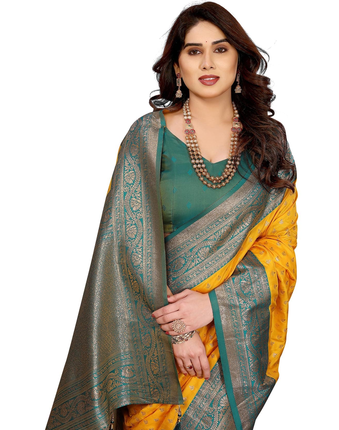 Yashika Women's Banarasi Saree Pure Kanjivaram Silk Saree Soft new ladies Design Wear Sarees Latest Sari collections With Blouse Piece for Wedding sadi_AZ-YS-P4-VANITA YELLOW