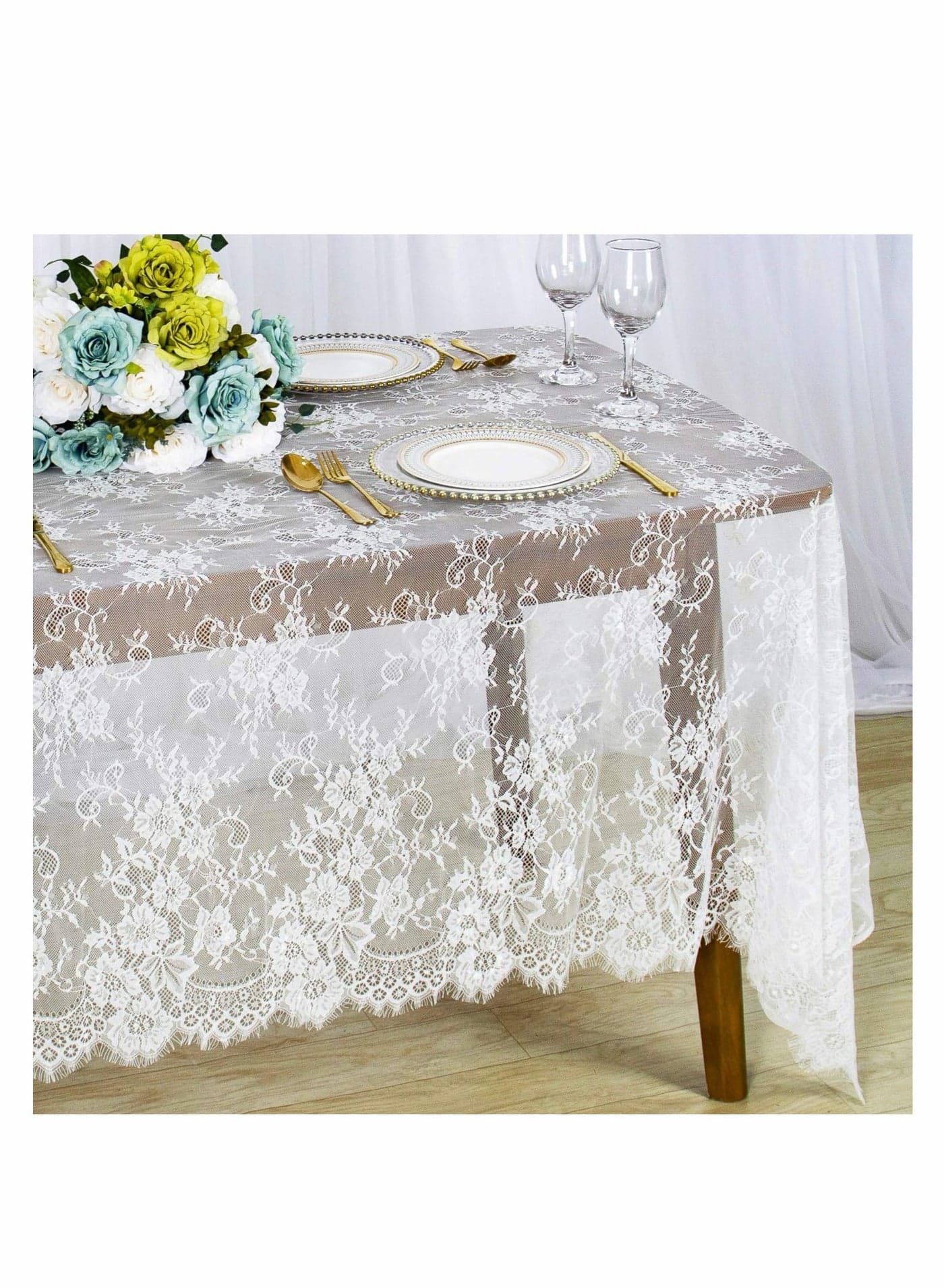 Lace Tablecloth, 60''x120'' Rectangular Washable White Overlays Rustic Table Cloth Runner Thanksgiving Tablecloth Floral Cloths for Catering Events, Dinner Parties, Weddings Decorations