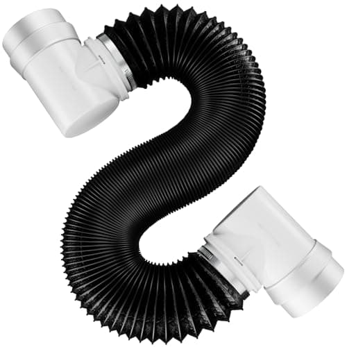HonGuan Dryer Vent Hose for Tight Space 4 Inch 8Ft Aluminum Exhaust Duct Hose with Dryer 90 Degree Elbow Rubber Seal Connectors Crush Proof SpaceSaving Dryer Vent Hose for Clothes Dryer