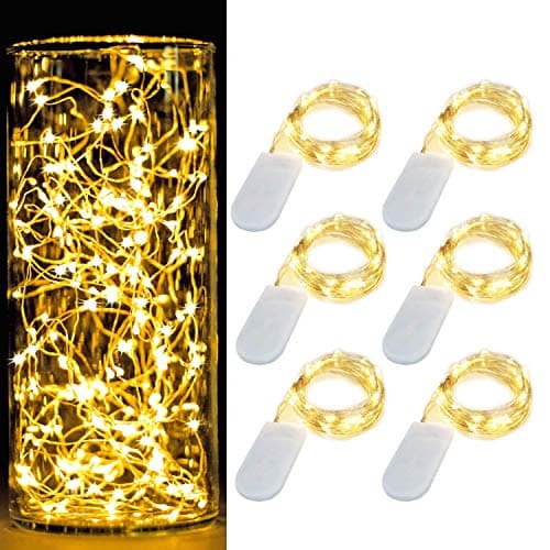 XERGY 20 LED 2 m Starry String Battery Powered Fairy Lights 2X CR2032 Large Beads Copper Wire (6 pieces, Warm White)