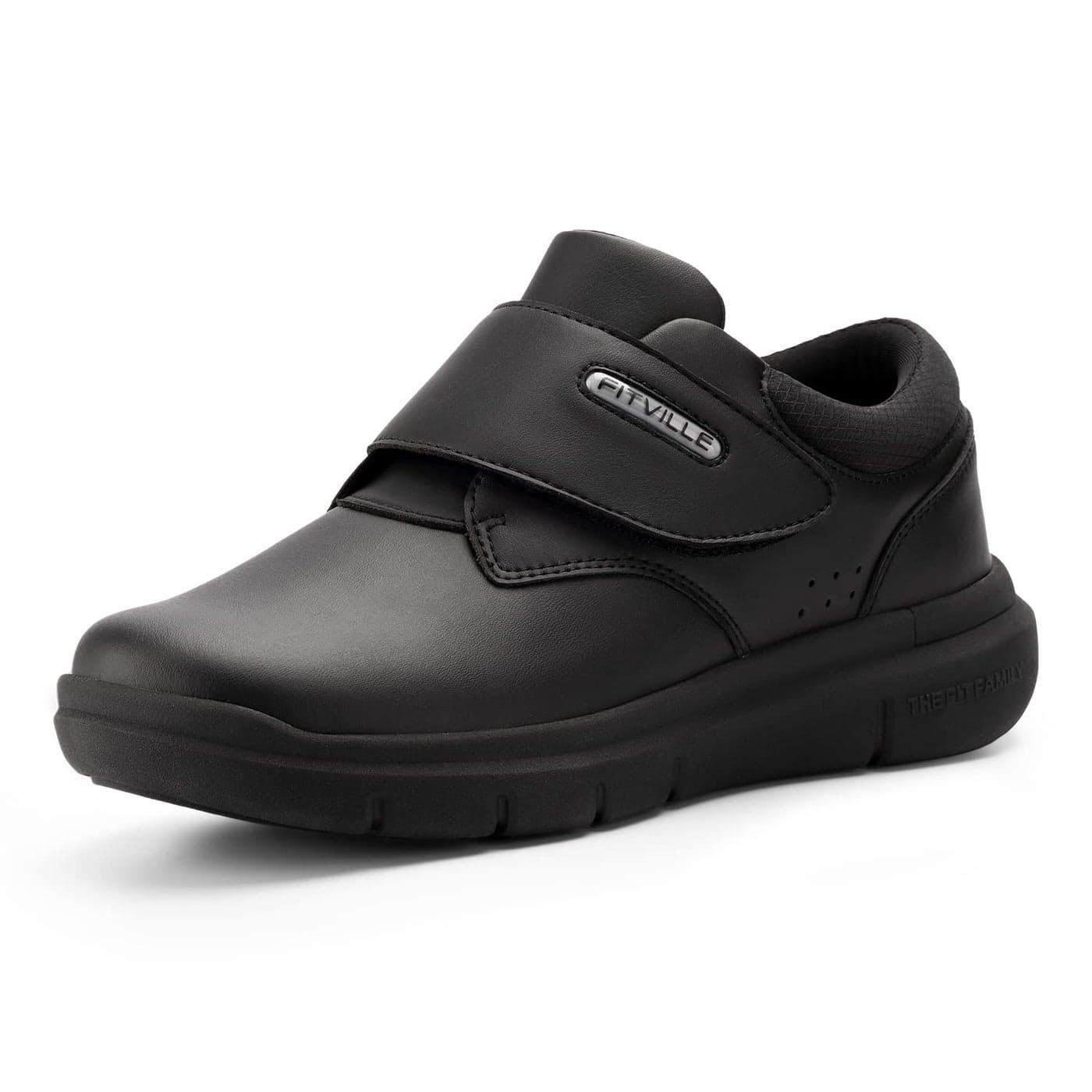 FitVille Diabetic Shoes for Men Extra Wide Slip-on Walking Shoes for Edema Hook & Loop Recovery Leather Oxford Shoes for Swollen Feet (13 X-Wide)