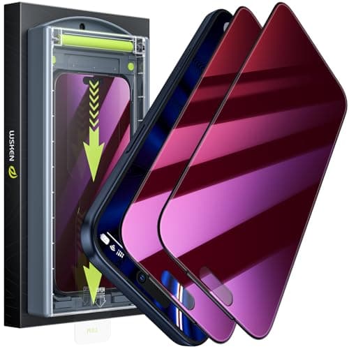 WSKEN for iPhone 17 Pro Privacy Screen Protector Purple Gradient Anti Blue Light Eye Protection AutoDust Removal Shatterproof Tempered Glass Screen Protector 17 Pro 2 Pack