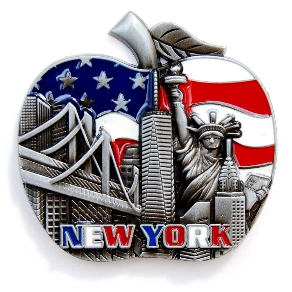 Color May Vary Big Apple New York Souvenir Metal Fridge NY Magnet Brooklyn BridgeChrysler BuildingStatue of LibertyEmpire State Building NYC Metal Magnet Pack 1