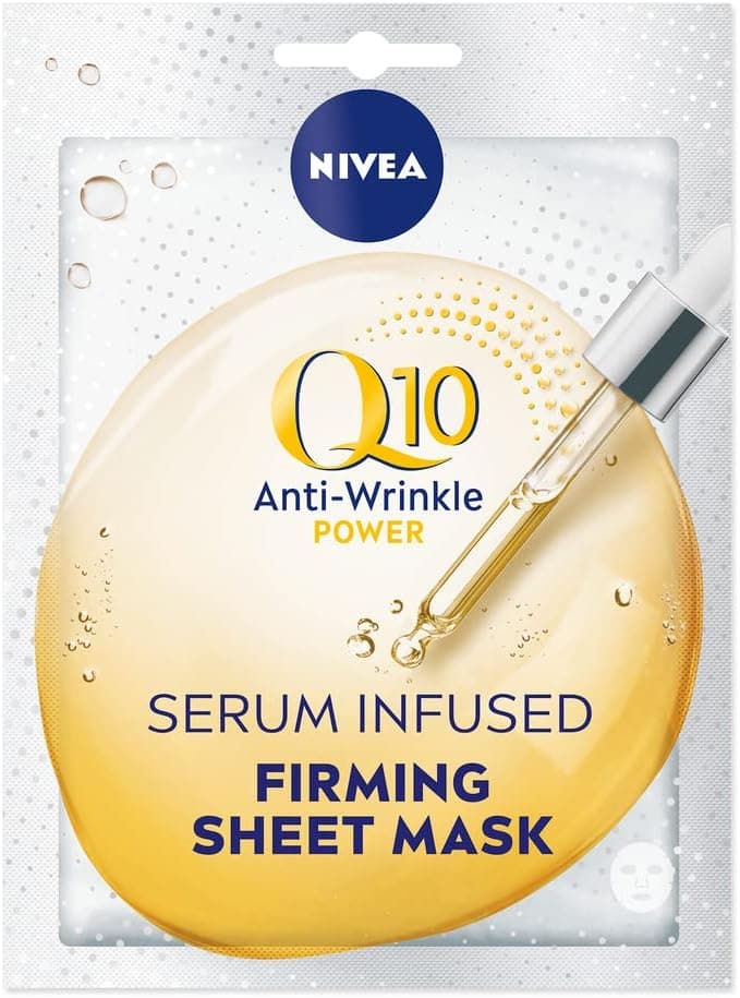 NIVEA Q10 C Power AntiWrinkle Energy Sheet Mask 1 Piece Anti Ageing Moisturiser Mask with Vitamin C Face Mask with Coenzyme Q10 Anti Wrinkle Cream Mask