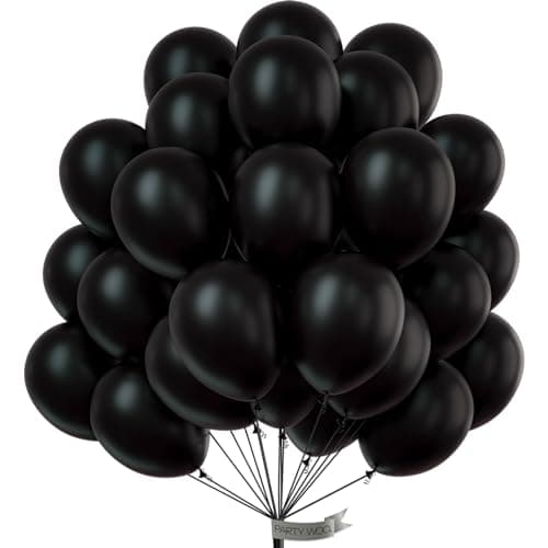 PartyWoo Balloons 50 pcs 12 inch Balloons for Graduation Wedding Baby Shower Gender Reveal Anniversary Graduation Birthday Party Decorations Black-Y18