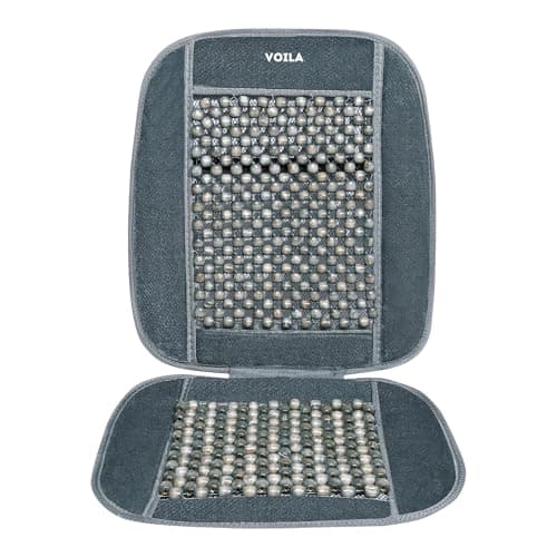Voila Wooden Beads Velvet Seat Cover for Car Acupressure Design Universal Size Grey