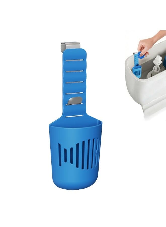 Adjustable Hanging Toilet Tank Cleaning Tablet Holder, No Drilling Toilet Cistern Cleaner Block Basket Prevent Floating Blue Bubble Blocking Water Valve(blue)