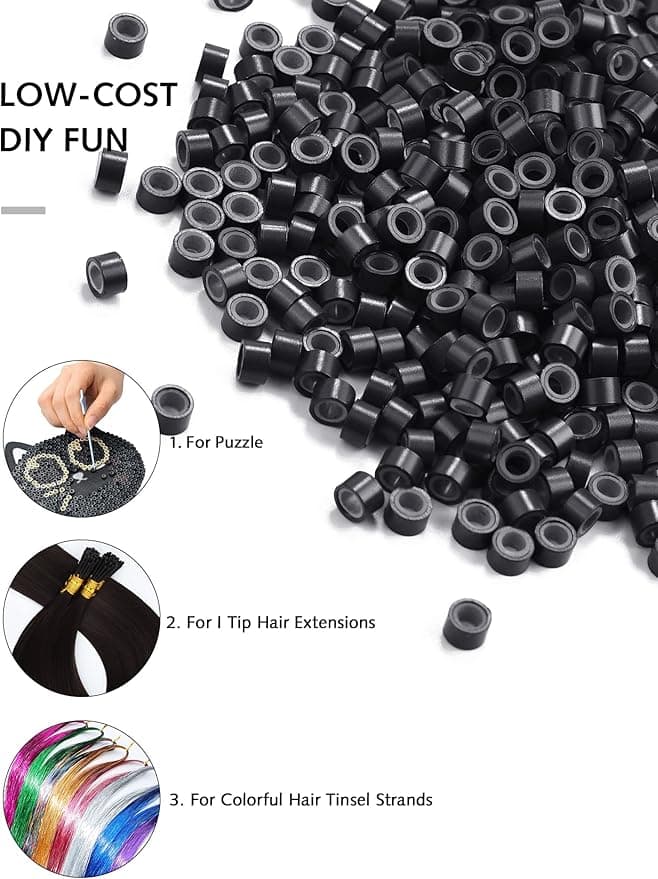 Yamel Micro Links Bead Hair Extensions Rings 500 Pieces 5mm Medium Brown Silicone Lined Beads for Human Hair Extensions