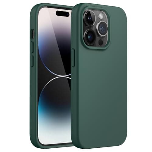 JETech Silicone Case for iPhone 14 Pro Max 67Inch SilkySoft Touch FullBody Protective Phone Case Shockproof Cover with Microfiber Lining Midnight Green