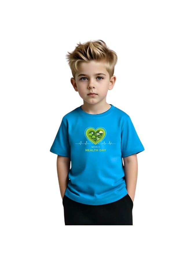 Boy's World Health Day T-Shirt-Short Sleeve Tshirt 100% Cotton Fabric|Round Neck Tshirt For Boys|Ideal For World Health Day Celebrations. — 7-8 YEARS
