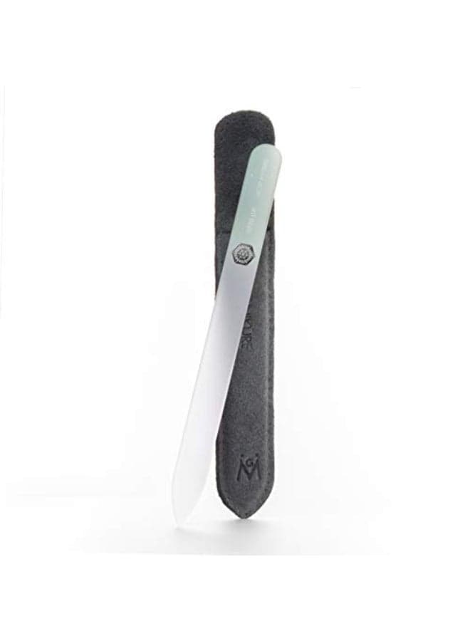 GERMANIKURE Glass Nail File in Suede Sleeve Just Breathe Professional Crystal Nail File for Natural Nails Ideal Manicure Pedicure Tool for Smooth Easy Shaping Nail Care Gift