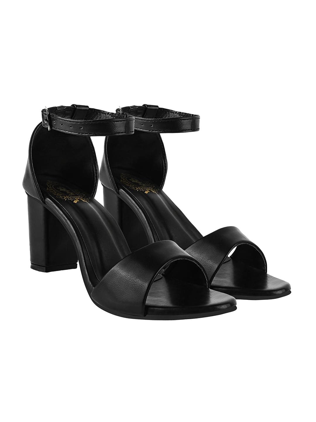 Shoetopia Women’s Black Block Heel Sandals | Elegant Strappy Open Toe Heels for Party & Casual Comfortable Footwear EU39