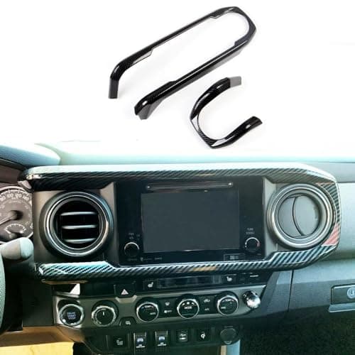 JSTOTRIM Carbon Fiber Look Central Console Dashboard Panel Cover Trim for Toyota Tacoma 2016-2023