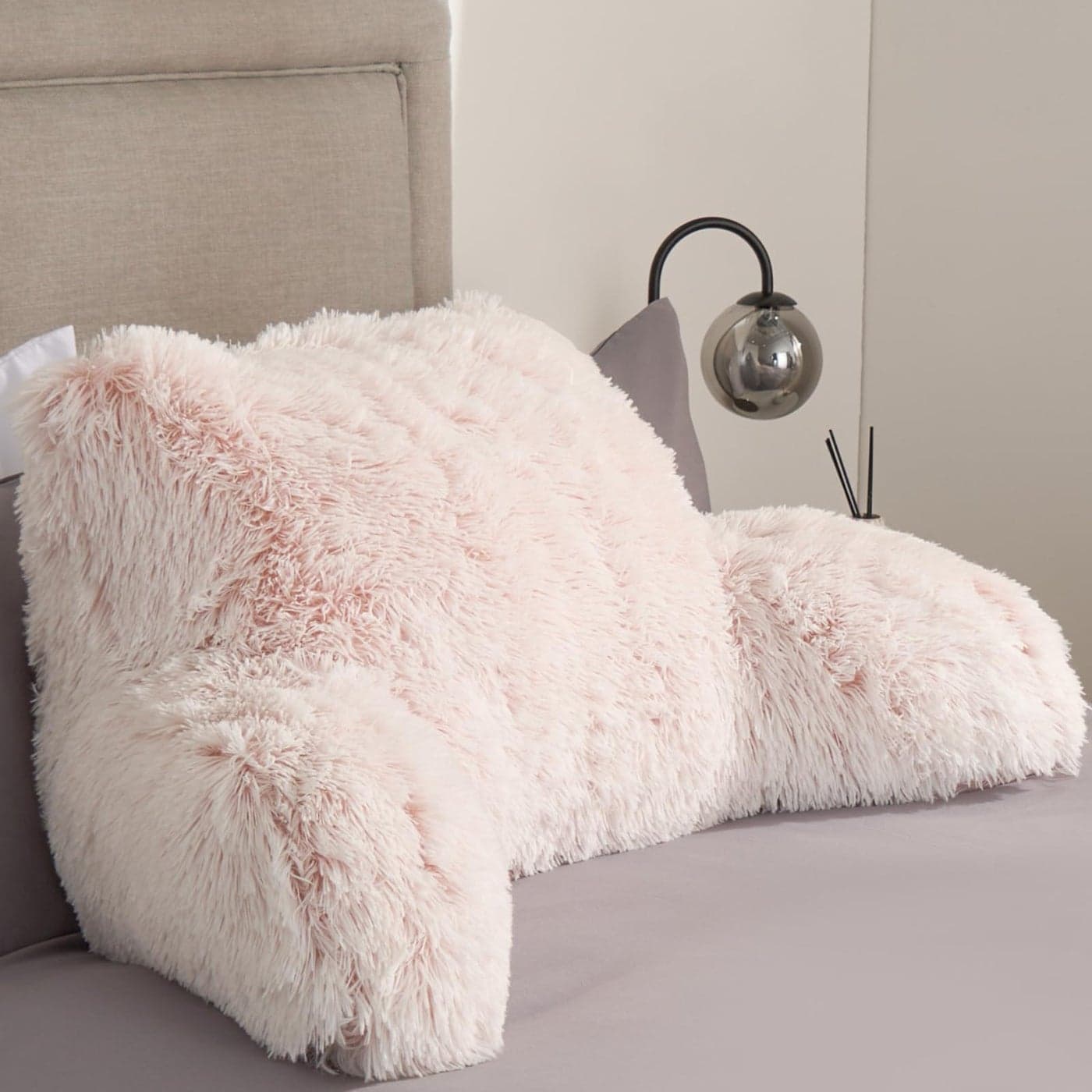OHS Reading Pillow Pink Fluffy Chair Pillow Soft Fleece Gaming Pillows for Bed Cuddle Cushion for Adults Supportive Back Rest Pillows