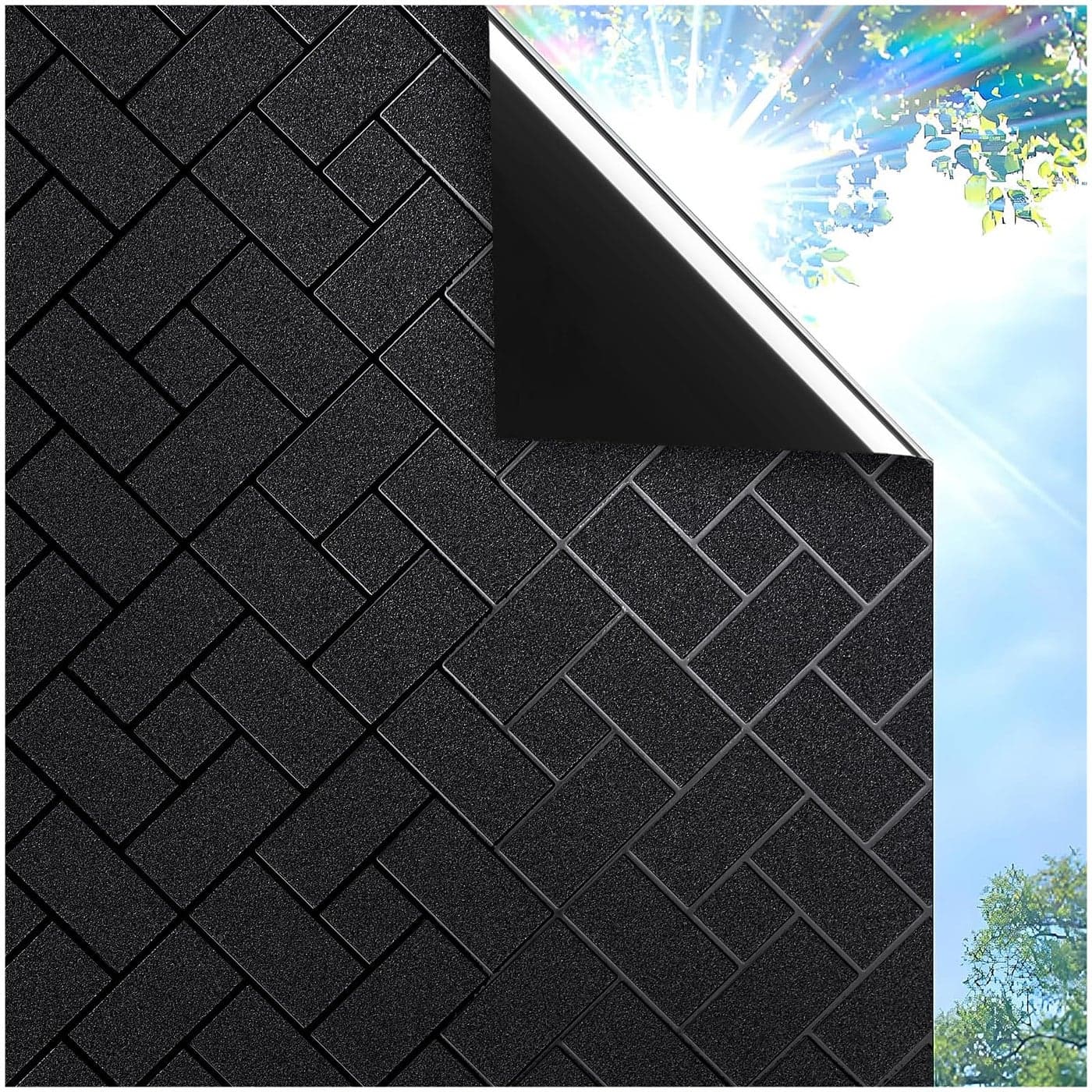 Coavas Blackout Window Film 100 Sun Blocking Darkening Privacy Static Cling Film No Glue AntiGlare Removable Cover for Bedroom Living Room Heat UV Rejection 175 x 787 inches