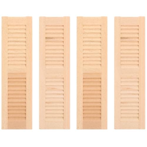 JECOMPRIS 4Pcs Miniature Shutters Window 112 Scale Mini Window Shutter Unfinished Wooden Dollhouse Furniture Model DIY Accessories