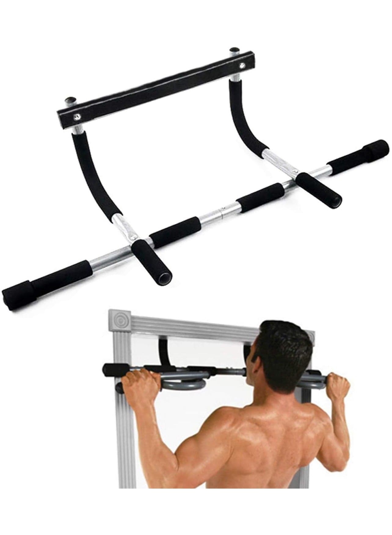 220LB Doorway Pull-Up Bar – Portable Strength Training System for Home, Over-Door Pull-Up Bar for Sit-Ups, Dips, and Full Body Workout