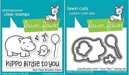 Lawn Fawn Year 4 Hippo Birdie to You Stamp and Die Bundle LF655 LF660