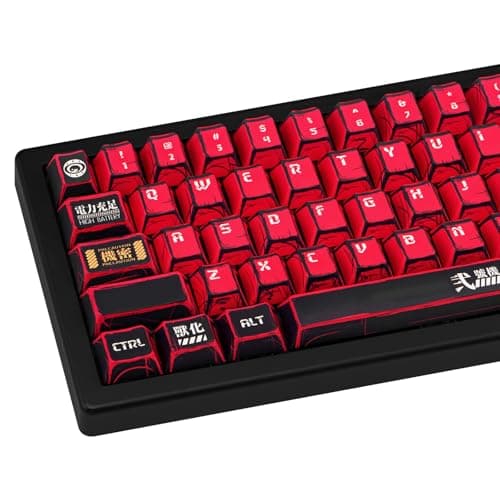 GEKUCAP Red and Black PBT Keycaps Set 135 Keys Cherry Profile Manga Japanese Style Keycaps Cherry Mx Gaming Keyboard Keycap Set for ANSI Layout Mechanical Keyboard