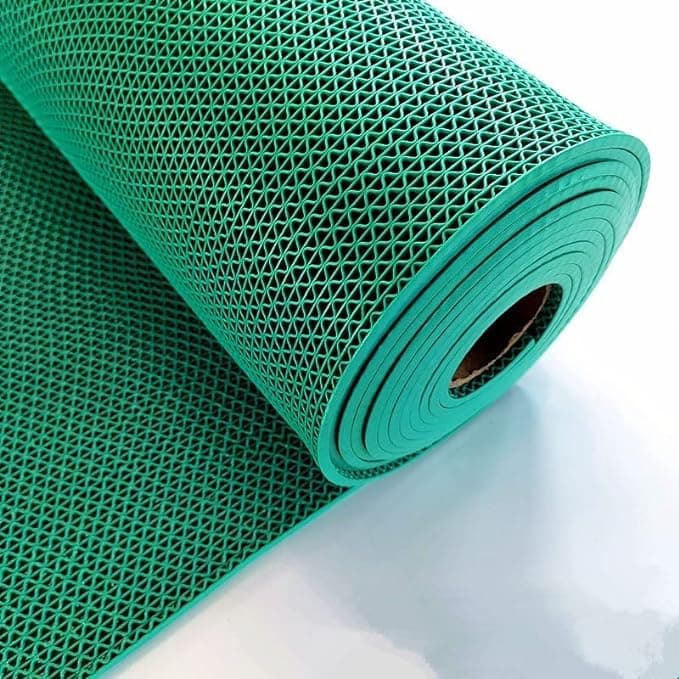 TIB Anti Skid & Multipurpose PVC Rubber Mat for Floor, Swimming Pool Mat, Shower Mat, Carpet, Rainmat, Bathroom Mat, Waterproof Entrance Doormat, 4X6 Feet Green