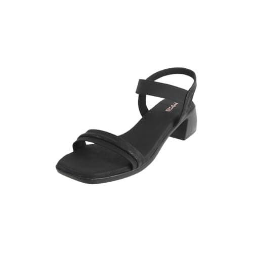 Mochi Women Black Chic Casual Mid-Heel Sandals UK/7 EU/40 (33-844)