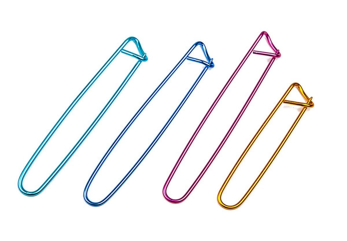 Set of 10 Assorted Color Aluminum Yarn Stitch Holder for Knitting or Crochet Safety Pins Crochet Knitting Needle Stitch Holders 5 Large 5 Small
