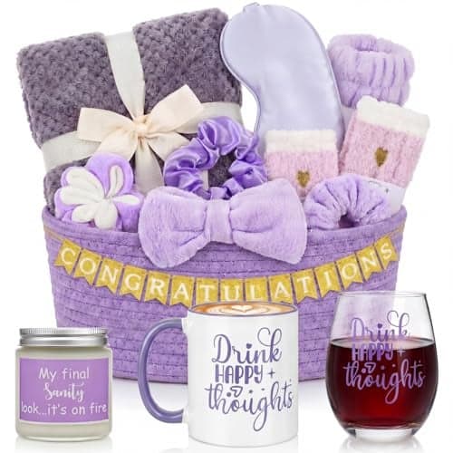 Zopeal Mother's Day Gift Basket Set for Women Best Mom Graduation Teacher Appreciation Birthday Gifts Relaxing Spa Thinking of You Gift for Her Mom Grandma Nurse Friend Sister(Purple)