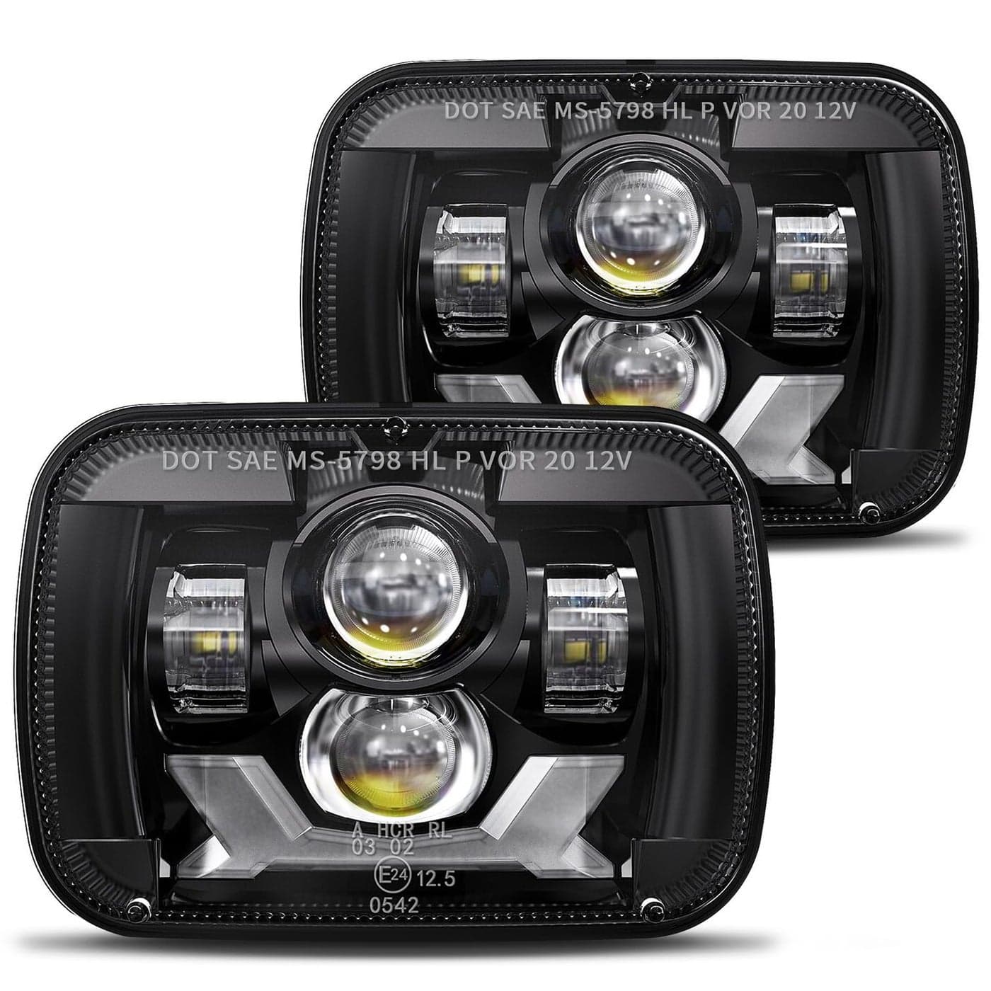 HWSTAR Pair 180W 1000 Bright H6054 5x7 7x6 Led Headlights Compatible with Jeep Cherokee XJ Wrangler YJ DOT Antiglare DRL Turn Signal HiLow Sealed Beam Ford Chevy GMC Toyota Nissan Dodge etc Black