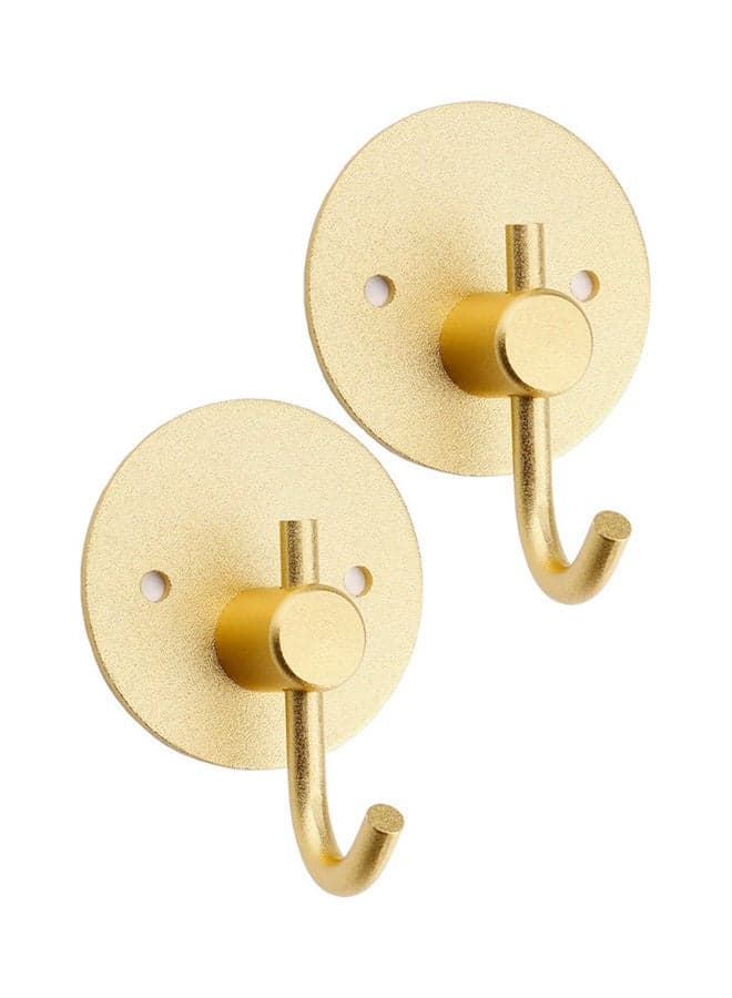 2-Piece Round Towel Hooks Gold 5x5x2.6cm