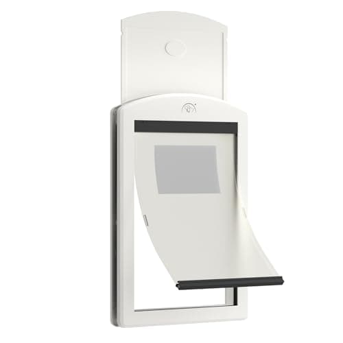 Classicmacher White Frame Dog Doors for Medium Dogs Strong Plastic Pet Door with Sliding Lock Panel and Magnetic Soft Flap Doggy Door for Door Doggie Door Up to 25Lbs Medium Milk White