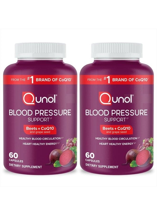 Blood Pressure Support, 3 in 1 Beets + CoQ10 + Grape Seed Extract, Beet Root Capsules That Supports Healthy Blood Circulation & Heart Healthy Energy, 60 Count (Pack of 2)