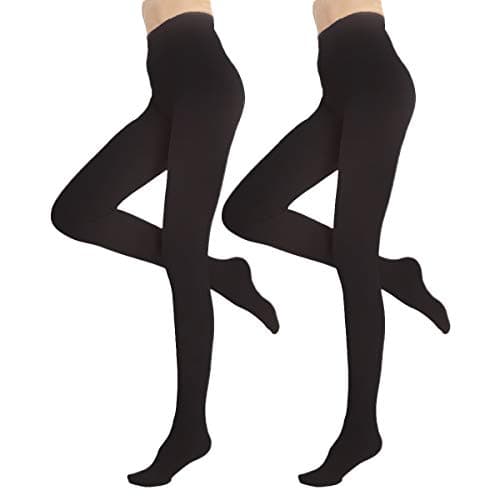 Blostirno Women's Fleece Lined Tights Thermal Pantyhose Thick Warm Leggings (Black Footed 2-Pack XS/S)