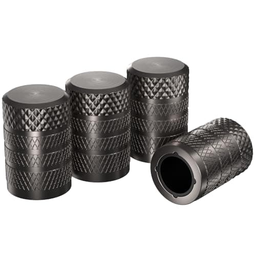 CKAuto Tire Valve Stem Caps Grey 4 pcsPack Anodized Aluminum Tire Valve Cap Set Corrosion Resistant Universal Stem Covers for Cars Trucks Motorcycles SUVs and Bikes