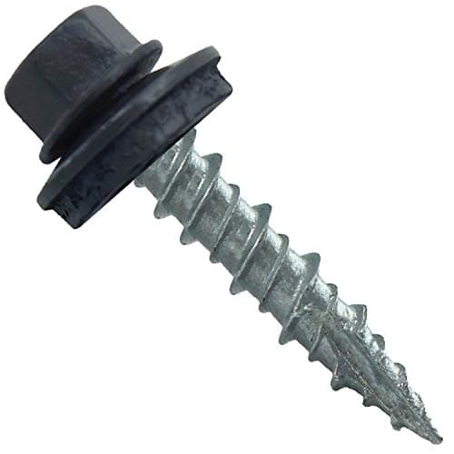 Metal Roofing Screws: (250) 10 x 1 Fab Charcoal Hex Head Sheet Metal Roof Screw. Self Starting Metal to Wood siding Screws. EPDM Washer. Colored Head