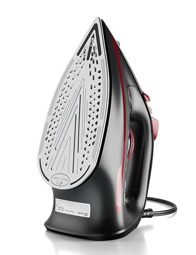 Sundu Steam Iron for Clothes with Rapid Heating Ceramic Coated Soleplate, 1500W with Precise Thermostat Dial, Self-Cleaning, Auto-Off, 15.21oz Water Tank for Home Clothes Ironing Use, Red