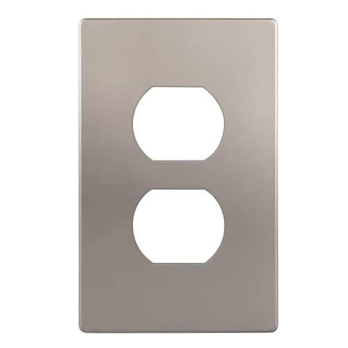 ENERLITES, Nickel Elite Series Duplex Outlet Receptacle Cover, Screwless Wall Plate, Standard Size, 1-Gang 4.68" x 2.93", Unbreakable Polycarbonate Thermoplastic, UL Listed, SI8821-NK