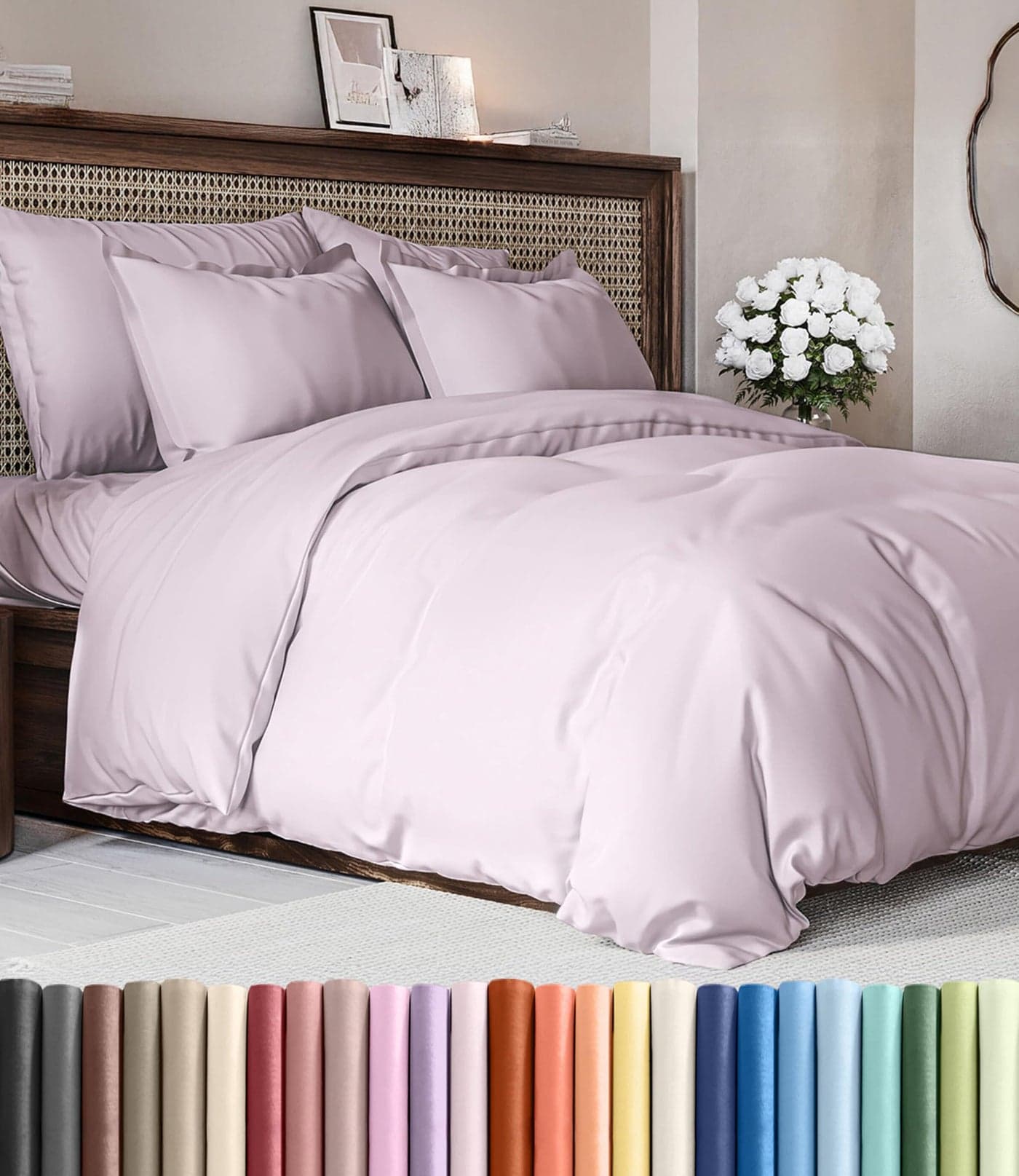 Duvet Cover Twin/Twin XL Size Set - Extra Soft Twin/Twin XL Duvet Cover 68" x 90" with 1 Pillow Sham - Hotel Luxury, Easy Care, Fade Free w/ Zipper Closures & Ties - Cozy & Breathable (Light Lavender)